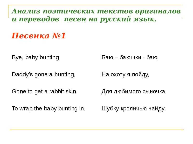 Тексты и слова колыбельных песен на английском языке