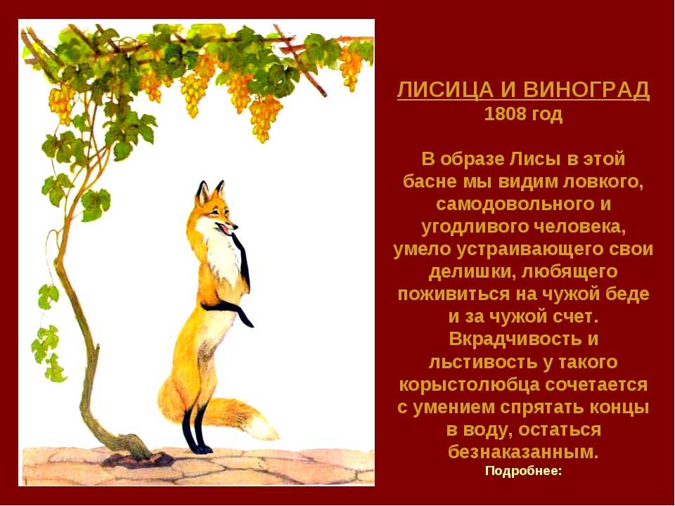 Басня крылова лисица и виноград
