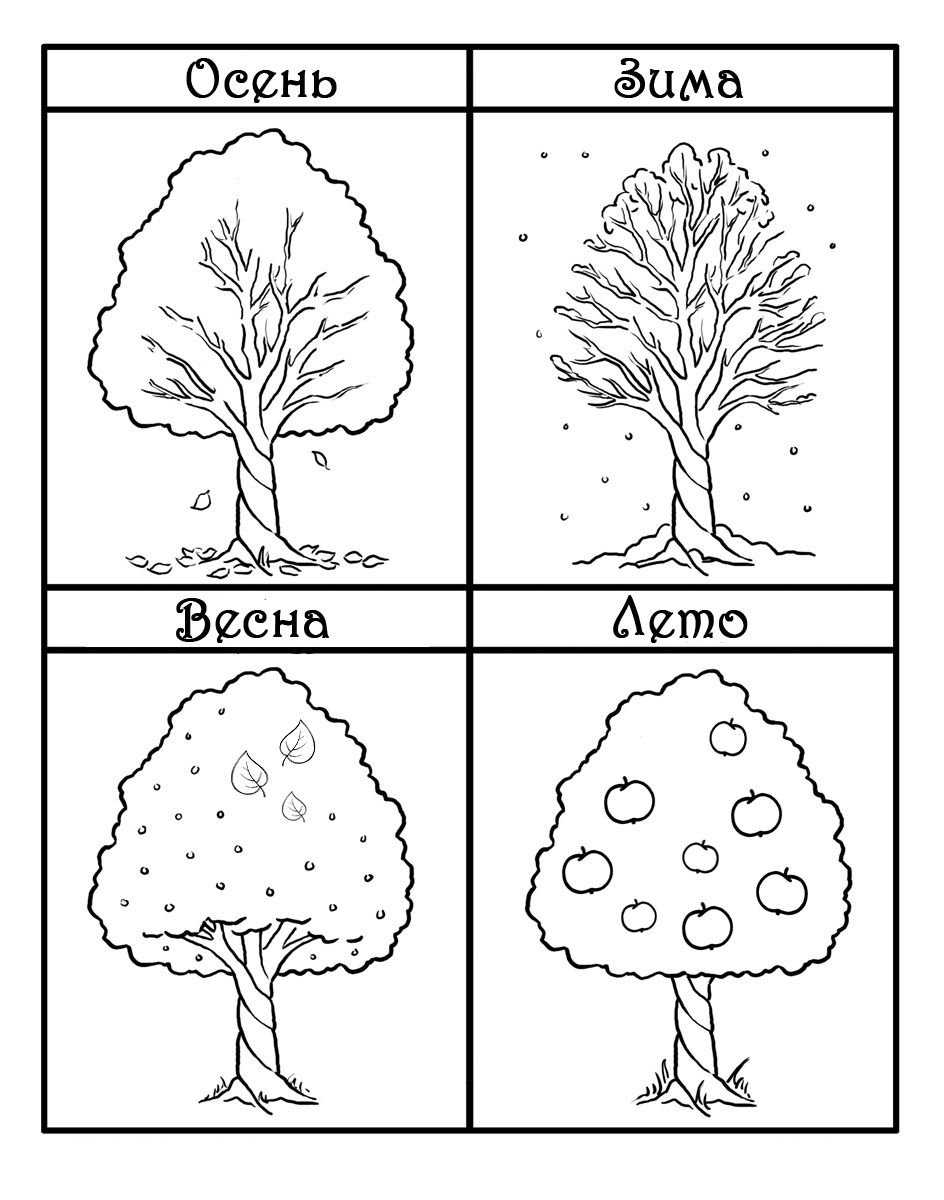 Раскраски времена года – скачать бесплатно – практические задания – развитие ребенка