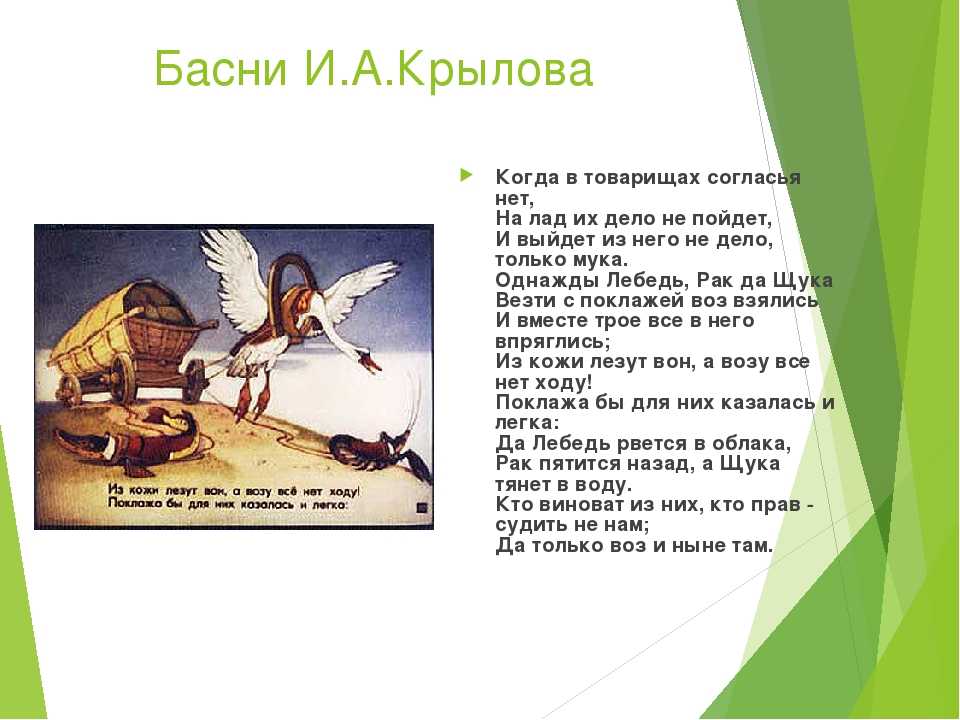 Иван крылов — лебедь, щука и рак (басня): стих